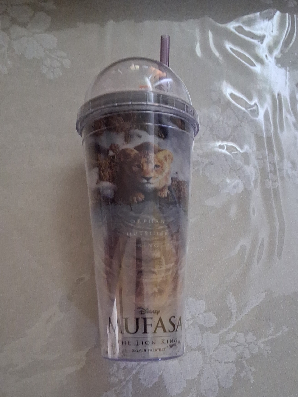 Disney Mufasa The Lion King Clear Tumbler with Purple Straw